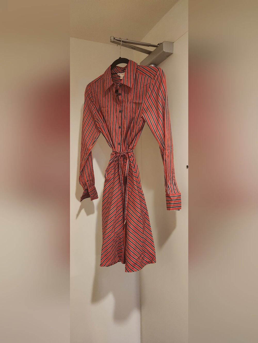 Brooks Brothers Red and Blue Striped Long-Sleeve Shirt Dress